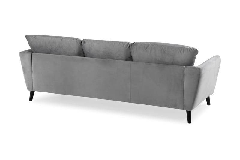 Trend 3-sits Rektangulär Sammetssoffa med Svängda Armstöd - Ljusgrå - Möbler - Soffa - Sammetssoffa