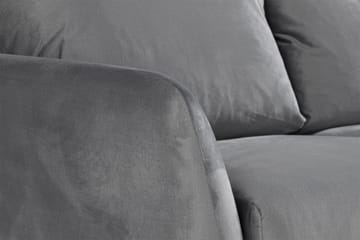 Trend 3-sits Rektangulär Sammetssoffa med Svängda Armstöd - Ljusgrå - Möbler - Soffa - Sammetssoffa