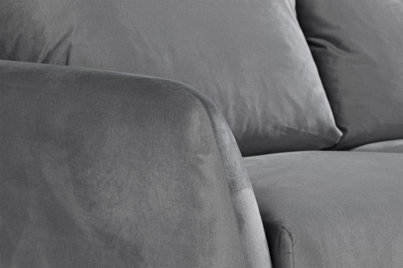 Trend 3-sits Rektangulär Sammetssoffa med Svängda Armstöd - Ljusgrå - Möbler - Soffa - Sammetssoffa