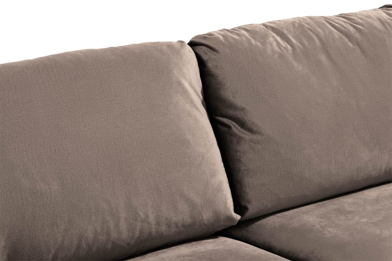 Trend 3-sits Rektangulär Sammetssoffa med Svängda Armstöd - Taupe - Möbler - Soffa - Sammetssoffa