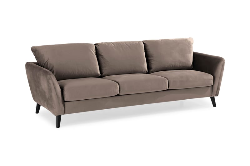 Trend 3-sits Rektangulär Sammetssoffa med Svängda Armstöd - Taupe - Möbler - Soffa - Sammetssoffa