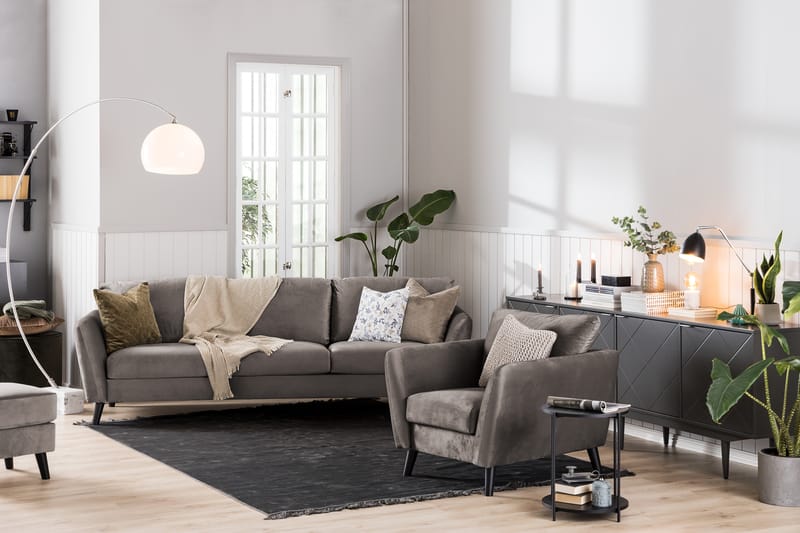 Trend 3-sits Sammetssoffa - Brun - Möbler - Soffa - Sammetssoffa
