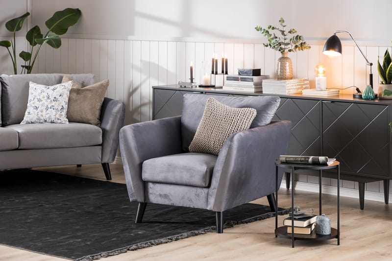 Trend 3-sits Sammetssoffa - Ljusgrå - Möbler - Soffa - Sammetssoffa