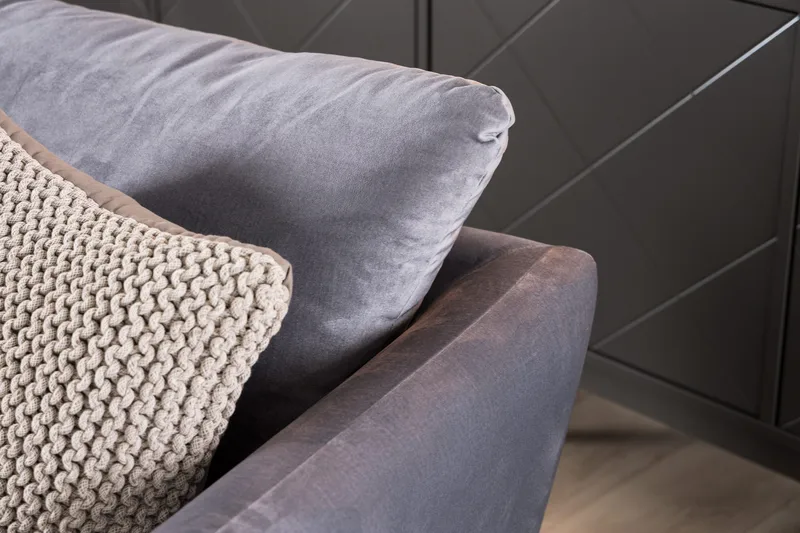 Trend 3-sits Sammetssoffa - Ljusgrå - Möbler - Soffa - Sammetssoffa