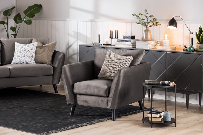 Trend 3-sits Sammetssoffa - Mörkgrå - Möbler - Soffa - Sammetssoffa
