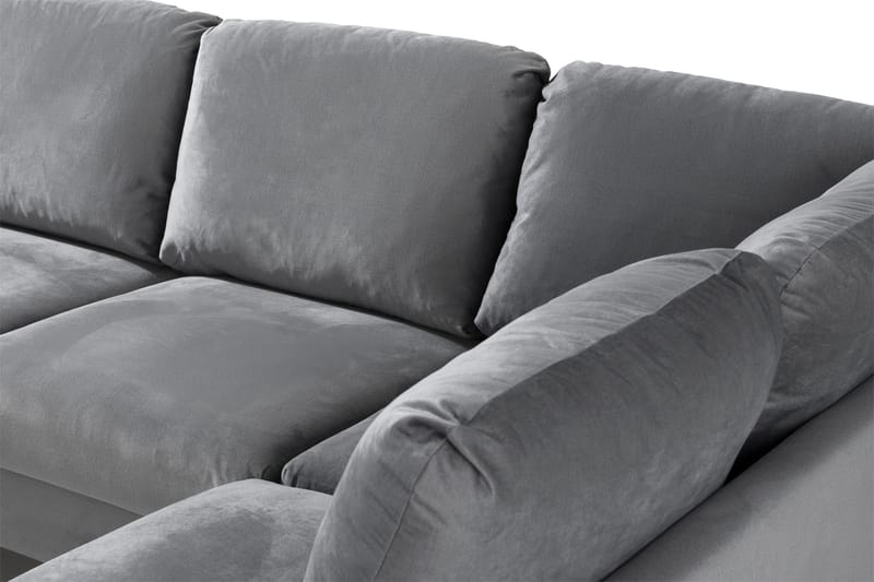 Trend 4-sits Högervänd U-formad Soffa med Divan och Schäslong i Sammet - Ljusgrå - Möbler - Soffa - Sammetssoffa