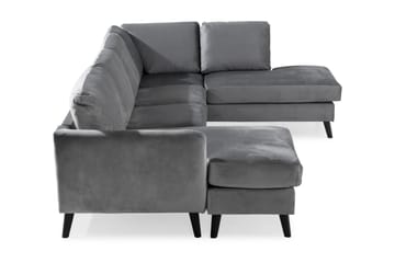 Trend 4-sits Högervänd U-formad Soffa med Divan och Schäslong i Sammet - Ljusgrå - Möbler - Soffa - Sammetssoffa