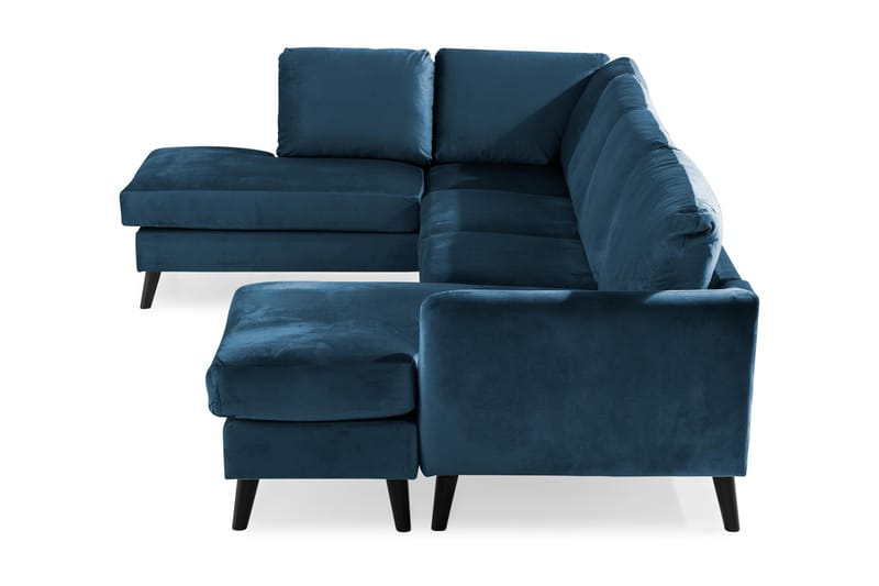 Trend 4-sits Vänstervänd U-formad Soffa med Divan och Schäslong i Sammet - Blå - Möbler - Soffa - Sammetssoffa