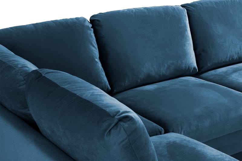 Trend 4-sits Vänstervänd U-formad Soffa med Divan och Schäslong i Sammet - Blå - Möbler - Soffa - Sammetssoffa