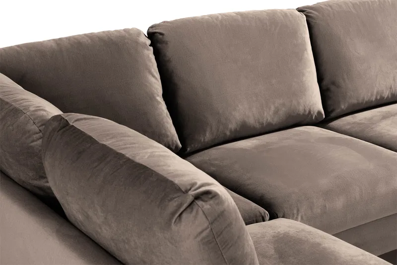 Trend 4-sits Vänstervänd U-formad Soffa med Divan och Schäslong i Sammet - Brun - Möbler - Soffa - Sammetssoffa