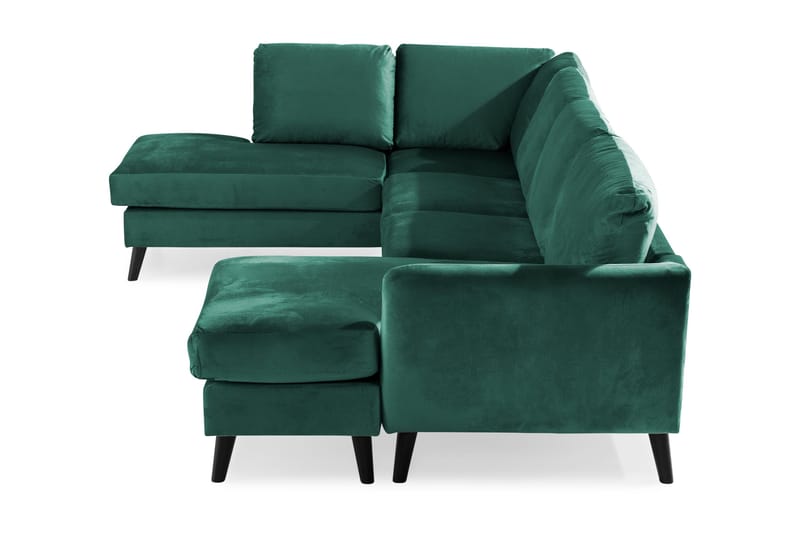 Trend 4-sits Vänstervänd U-formad Soffa med Divan och Schäslong i Sammet - Grön - Möbler - Soffa - Sammetssoffa