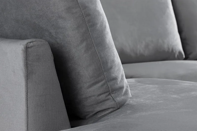 Trend 4-sits Vänstervänd U-formad Soffa med Divan och Schäslong i Sammet - Ljusgrå - Möbler - Soffa - Sammetssoffa