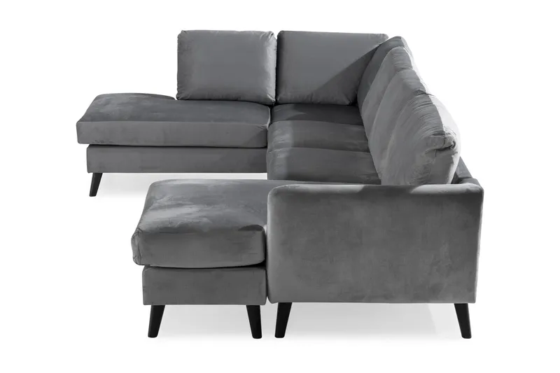 Trend 4-sits Vänstervänd U-formad Soffa med Divan och Schäslong i Sammet - Ljusgrå - Möbler - Soffa - Sammetssoffa