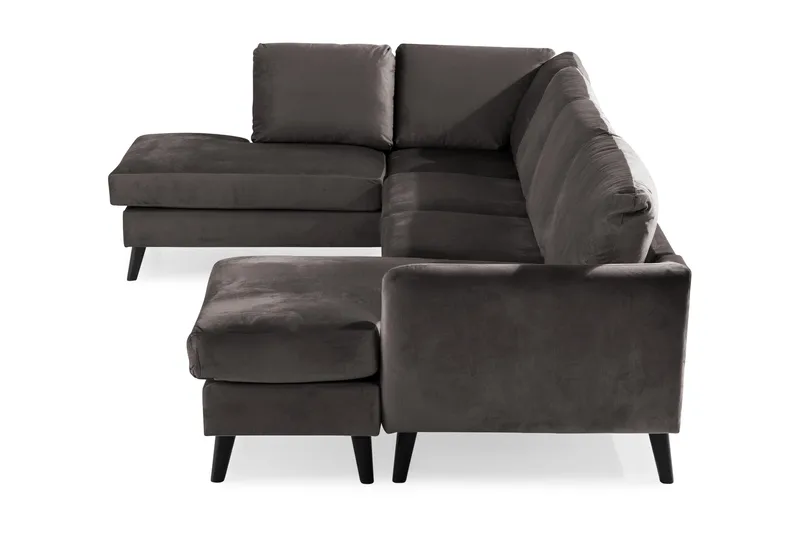 Trend 4-sits Vänstervänd U-formad Soffa med Divan och Schäslong i Sammet - Mörkgrå - Möbler - Soffa - Sammetssoffa