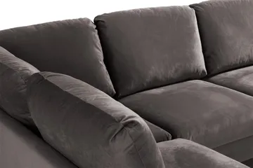 Trend 4-sits Vänstervänd U-formad Soffa med Divan och Schäslong i Sammet - Mörkgrå - Möbler - Soffa - Sammetssoffa