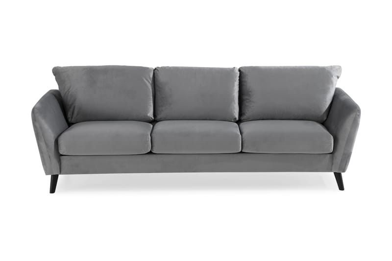 Trend Sammetssoffa 3-sits - Ljusgrå - Sammetssoffa - 3 sits soffa