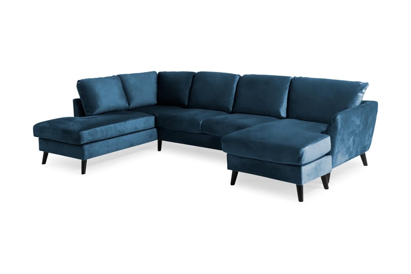 Trend U-soffa med Divan Höger - Midnattsblå - U-soffa - Sammetssoffa