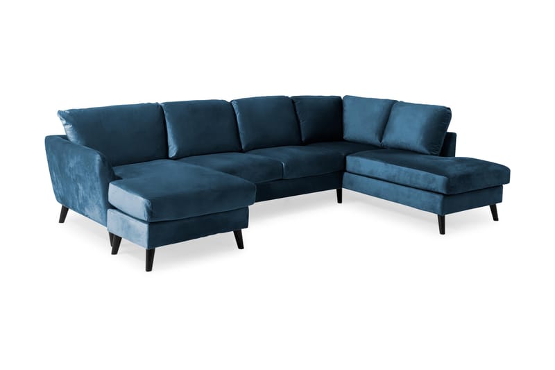 Trend U-soffa med Divan Vänster Sammet - Midnattsblå - U-soffa - Sammetssoffa