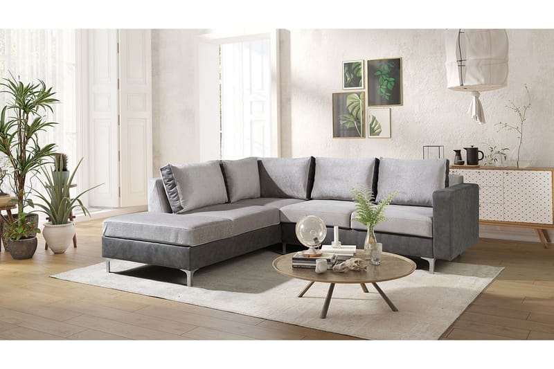 Truro Vänster L-formad Hörnsoffa med Divan i Tyg - Grå - Möbler - Soffa - Sammetssoffa