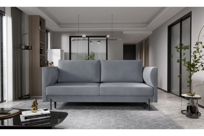 Zerlo 3-sits Soffa - Grå - Möbler - Soffa - Sammetssoffa