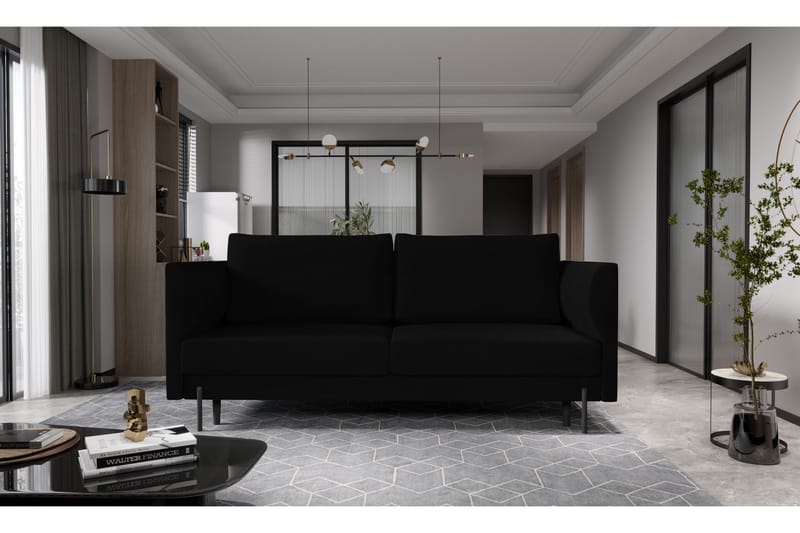 Zerlo 3-sits Soffa - Svart - Möbler - Soffa - Sammetssoffa