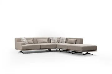 Sanroman Högervänd L-formad Schäslongsoffa 302 cm i Tyg - Ljusbrun - Möbler - Soffa - Divansoffor & schäslongsoffa