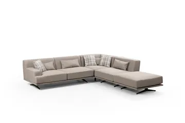 Sanroman Högervänd L-formad Schäslongsoffa 302 cm i Tyg - Ljusbrun - Möbler - Soffa - Divansoffor & schäslongsoffa