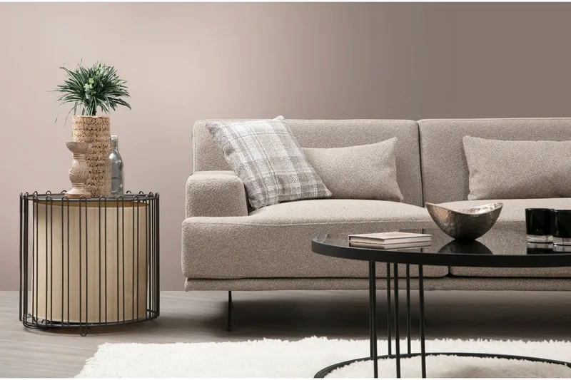Sanroman Högervänd L-formad Schäslongsoffa 302 cm i Tyg - Ljusbrun - Möbler - Soffa - Divansoffor & schäslongsoffa