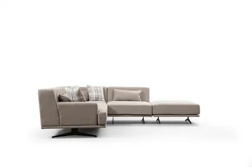 Sanroman Högervänd L-formad Schäslongsoffa 302 cm i Tyg - Ljusbrun - Möbler - Soffa - Divansoffor & schäslongsoffa