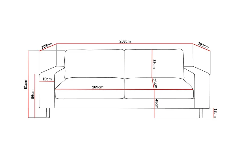 Scandi Djup 3-sits Soffa i Tyg - Beige - Möbler - Soffa - 3 sits soffa