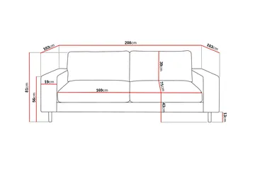 Scandi Djup 3-sits Soffa i Tyg - Mörkbrun - Möbler - Soffa - 3 sits soffa