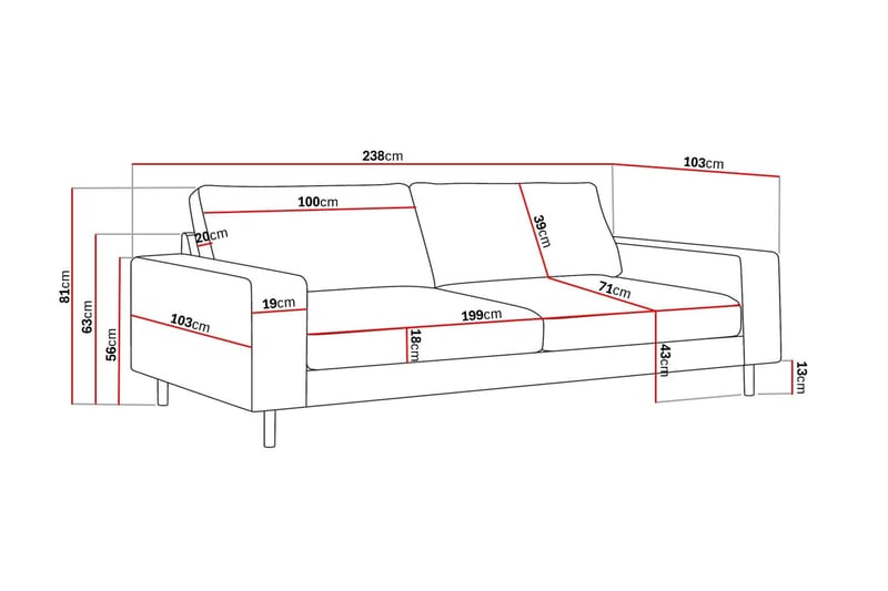 Scandi Djup 4-sits Soffa i Chenille - Grå - Möbler - Soffa - Sammetssoffa