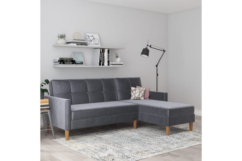Schäslong Lilly Antracit, Sammet - Antracit, Sammet - Möbler - Soffa - Divansoffor & schäslongsoffa