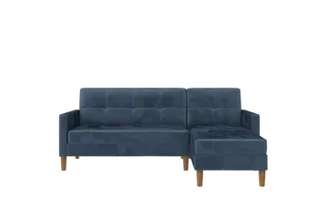 Schäslong Lilly Blå, Sammet - Blå, Sammet - Möbler - Soffa - Divansoffor & schäslongsoffa
