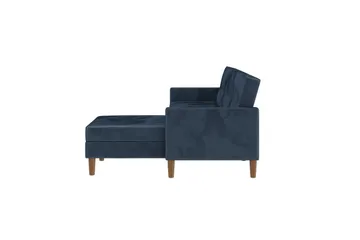 Schäslong Lilly Blå, Sammet - Blå, Sammet - Möbler - Soffa - Divansoffor & schäslongsoffa