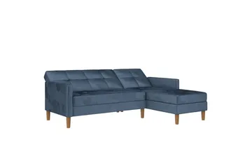 Schäslong Lilly Blå, Sammet - Blå, Sammet - Möbler - Soffa - Divansoffor & schäslongsoffa