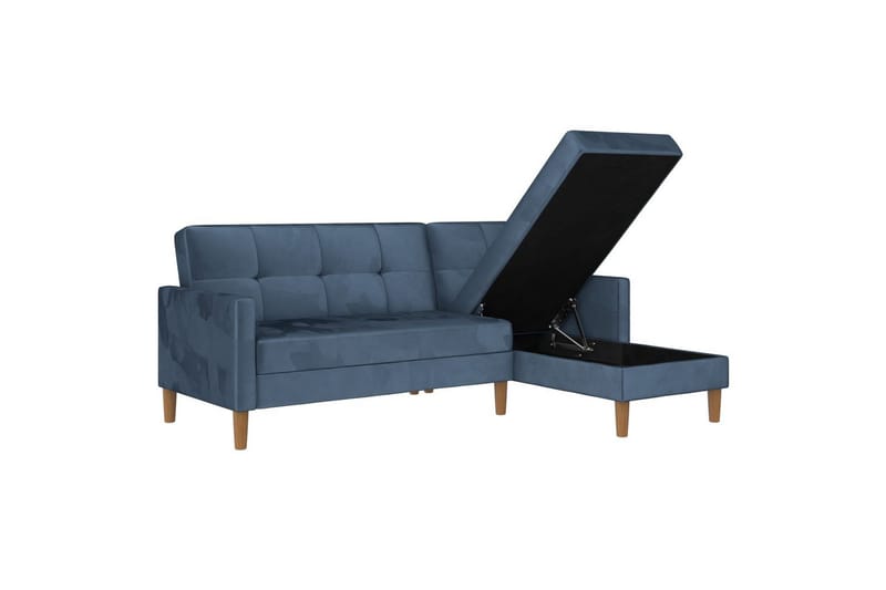 Schäslong Lilly Blå, Sammet - Blå, Sammet - Möbler - Soffa - Divansoffor & schäslongsoffa