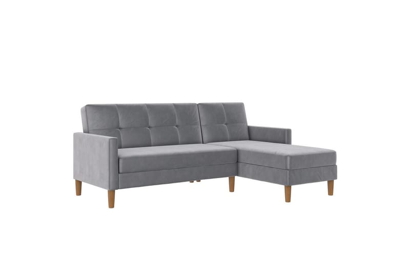 Schäslong Lilly Ljusgrå, Sammet - Ljusgrå, Sammet - Möbler - Soffa - Divansoffor & schäslongsoffa