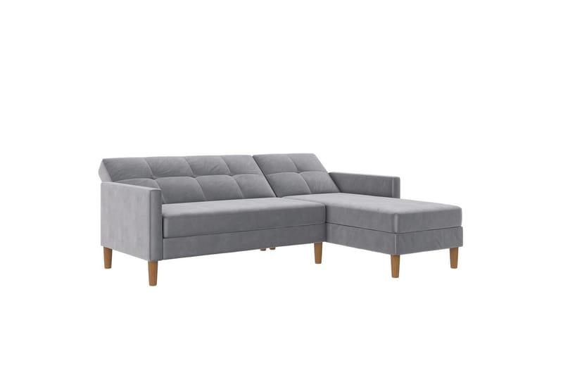 Schäslong Lilly Ljusgrå, Sammet - Ljusgrå, Sammet - Möbler - Soffa - Divansoffor & schäslongsoffa