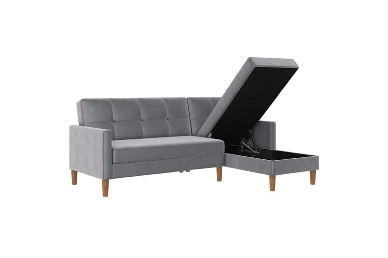 Schäslong Lilly Ljusgrå, Sammet - Ljusgrå, Sammet - Möbler - Soffa - Divansoffor & schäslongsoffa