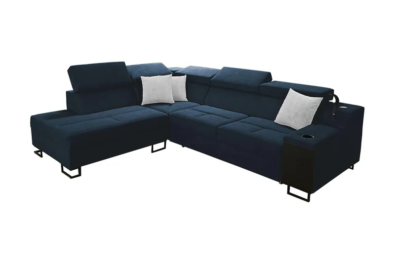 Seginus Bäddsoffa m. Schäslong 3-sits 210x127, Blå