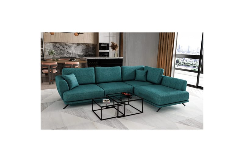Sektion Eltap Larde 286x191x90 cm - Borneo 38, Grön, Höger - Möbler - Soffa - Bäddsoffa