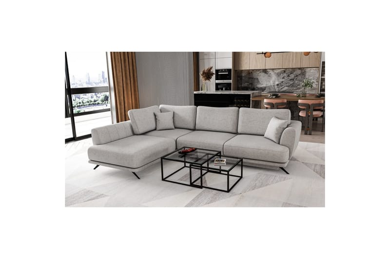 Sektion Eltap Larde 286x191x90 cm - Borneo 4, Grå, Vänster - Möbler - Soffa - Bäddsoffa