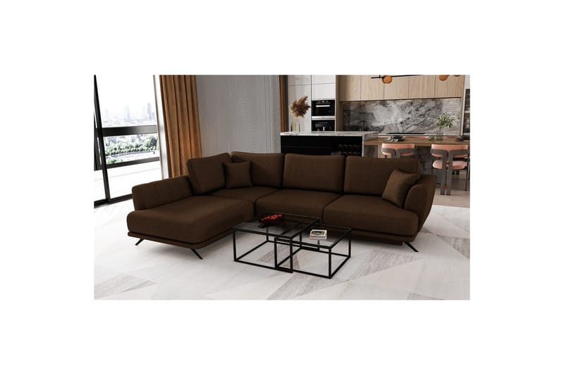 Sektion Eltap Larde 286x191x90 cm - Flores 21, Brun, Vänster - Möbler - Soffa - Bäddsoffa