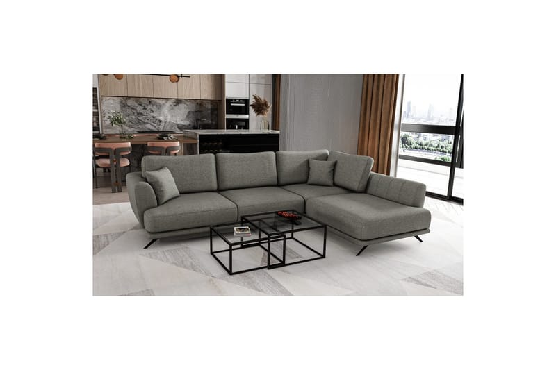 Sektion Eltap Larde 286x191x90 cm - Flores 4, Ljusgrå, Höger - Möbler - Soffa - Bäddsoffa