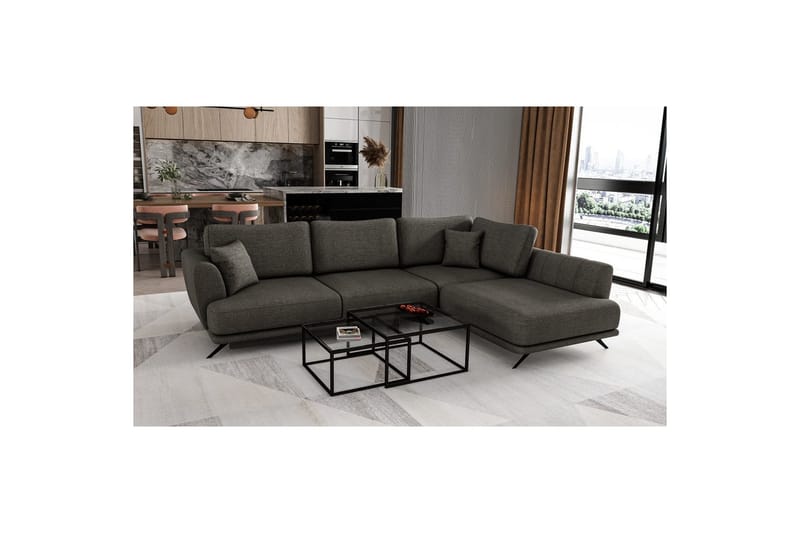Sektion Eltap Larde 286x191x90 cm - Flores 5, Grå, Höger - Möbler - Soffa - Bäddsoffa