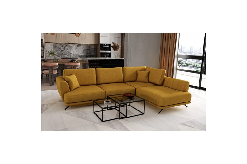 Sektion Eltap Larde 286x191x90 cm - Gojo 45, Gul, Höger - Möbler - Soffa - Bäddsoffa