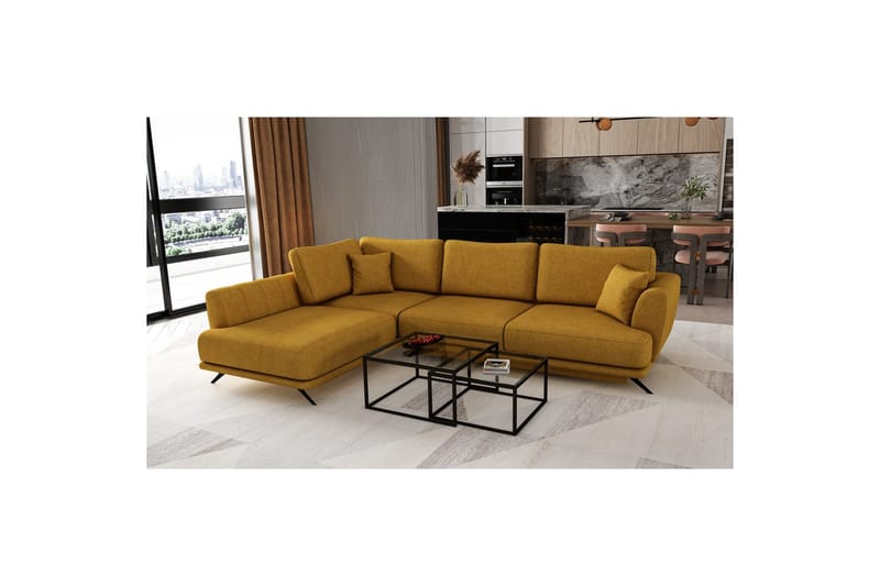 Sektion Eltap Larde 286x191x90 cm - Gojo 45, Gul, Vänster - Möbler - Soffa - Bäddsoffa
