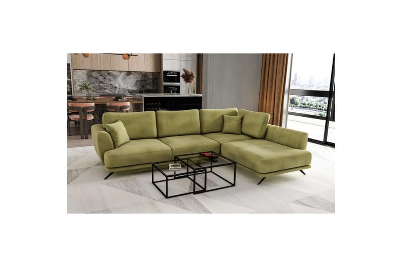 Sektion Eltap Larde 286x191x90 cm - Loco 33, Grön, Höger - Möbler - Soffa - Bäddsoffa
