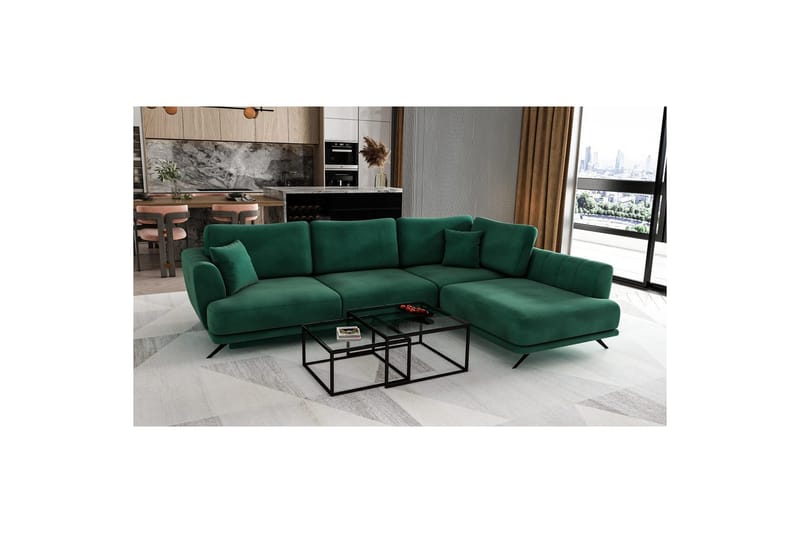 Sektion Eltap Larde 286x191x90 cm - Loco 35, Mörkgrön, Höger - Möbler - Soffa - Bäddsoffa